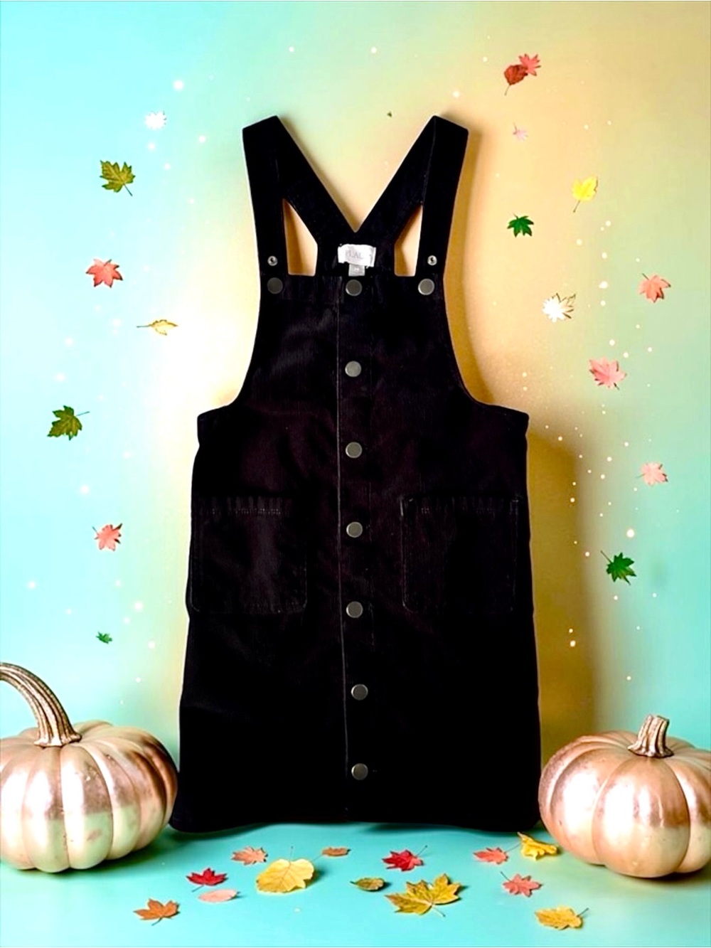 The Children’s Place Girls Dress Black Corduroy Jumper Size 14 EUC